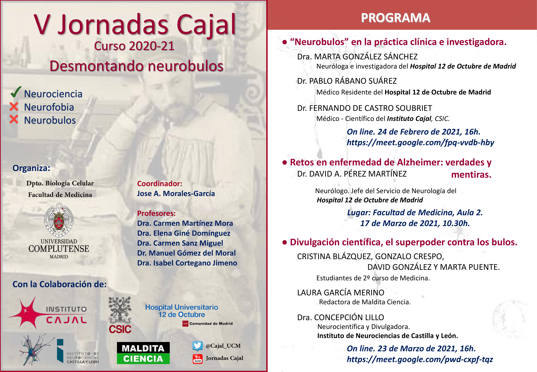 V Jornadas Cajal: desmontando bulos en neurociencia - 1